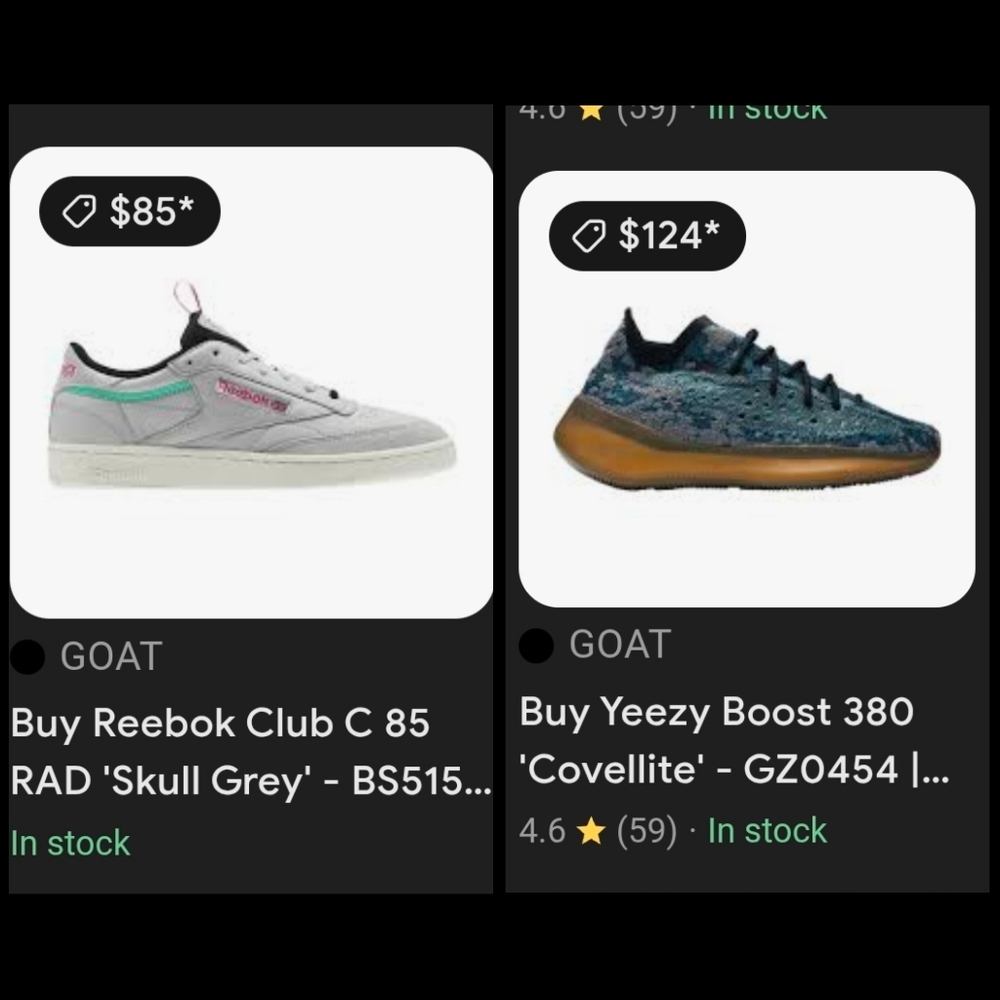 Yeezy Boost 380 'Covellite' + Reebok Club C 85 RAD 'Skull Grey sz 9.5 lot - Picture 2 of 4